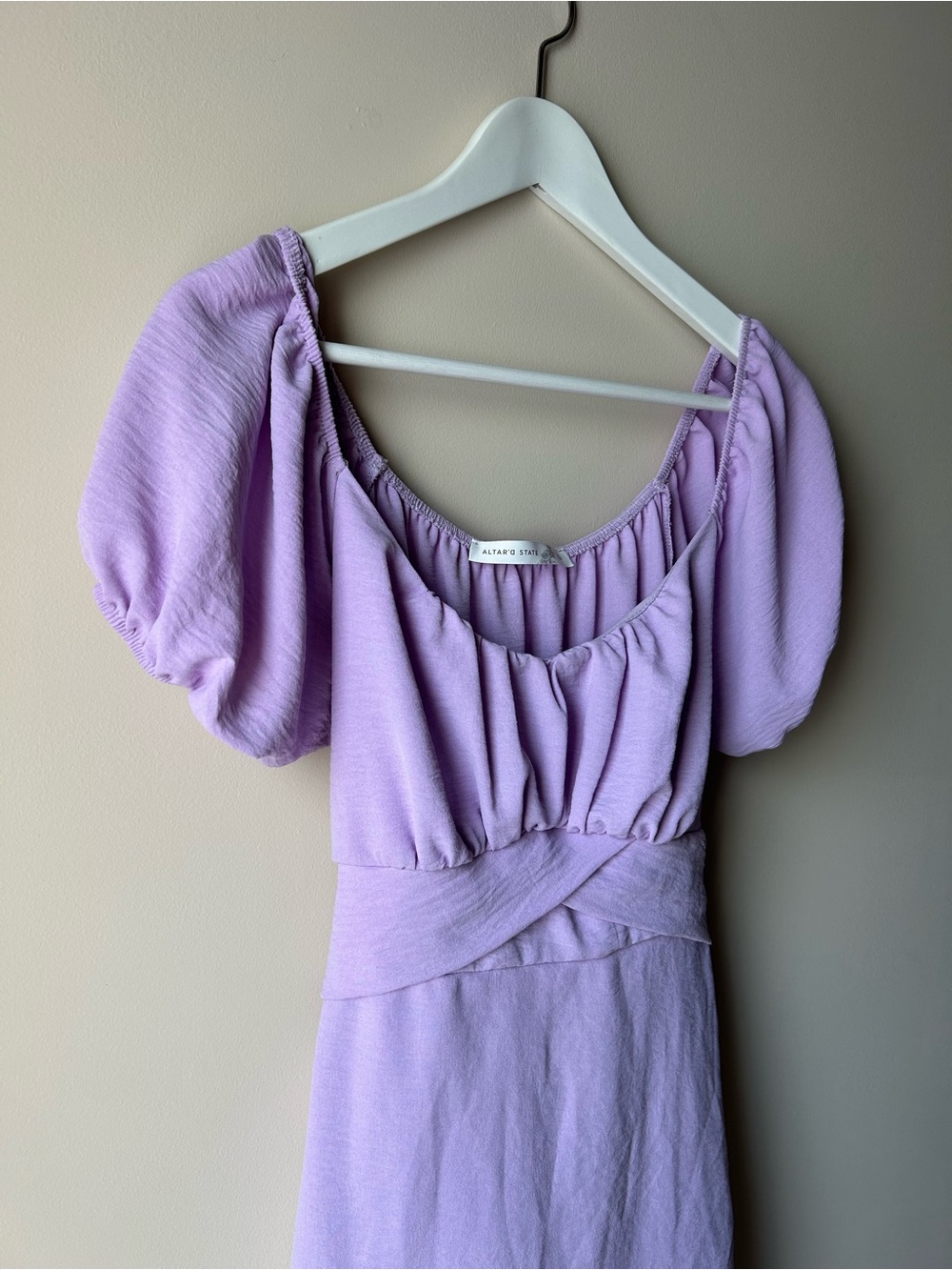 Altar'd State Lilac Puff Sleeve Mini Dress
